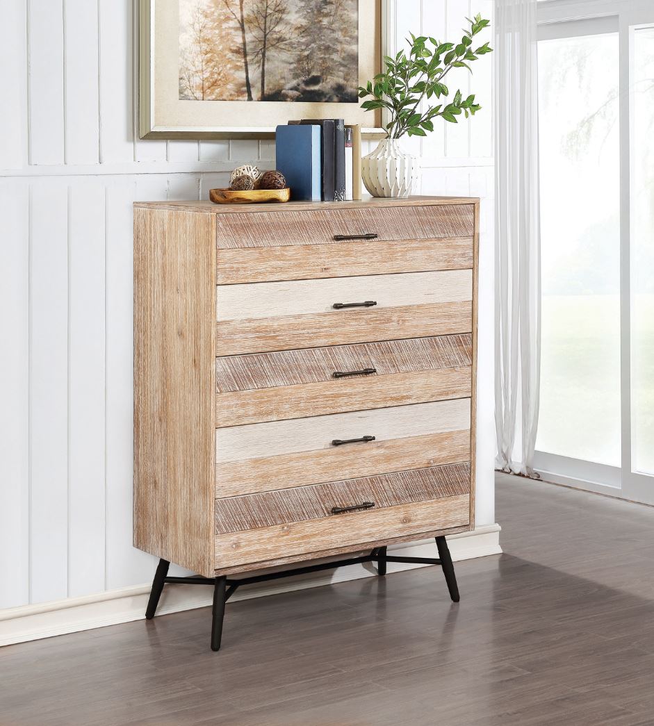 Marlow 5-Drawer Chest Rough Sawn Wood, Multi-tone