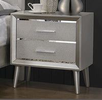 Ramon 2-Drawer Nightstand Metallic Sterling, Asian Hardwood