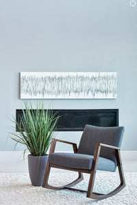 Upholstered Rocking Chair With Wooden Arm Grey & Walnut, Rubberwood Frame