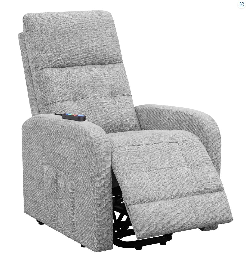 Howie Tufted Upholstered Power Lift Recliner Grey