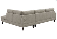 Barton Upholstered Tufted Sectional, Toast And Brown