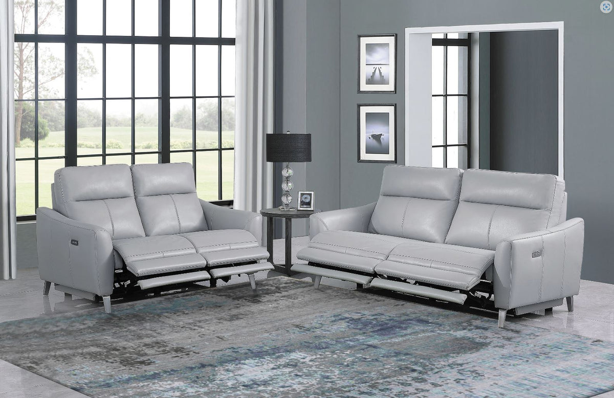 Derek Upholstered Power Sofa, Light Grey