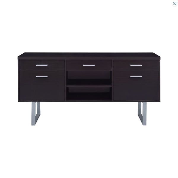 Lawtey 5-Drawer Credenza With Adjustable Shelf Cappuccino
