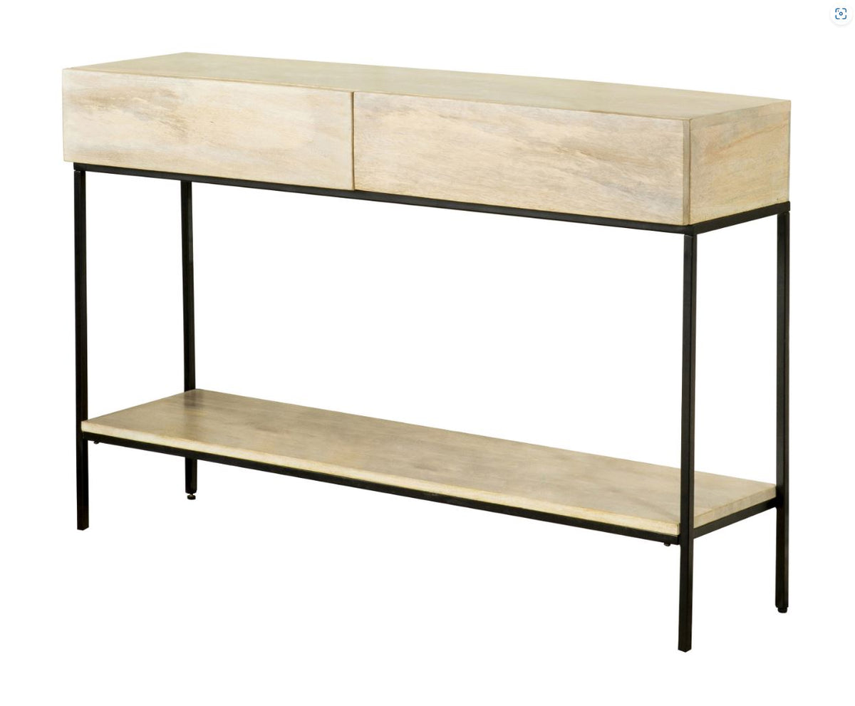 Rubeus 2-Drawer Console Table With Open Shelf White Washed