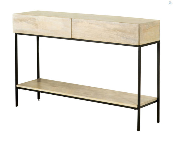 Rubeus 2-Drawer Console Table With Open Shelf White Washed