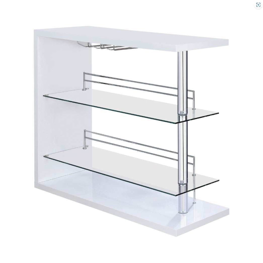 Prescott Rectangular 2-Shelf Bar Unit Glossy White