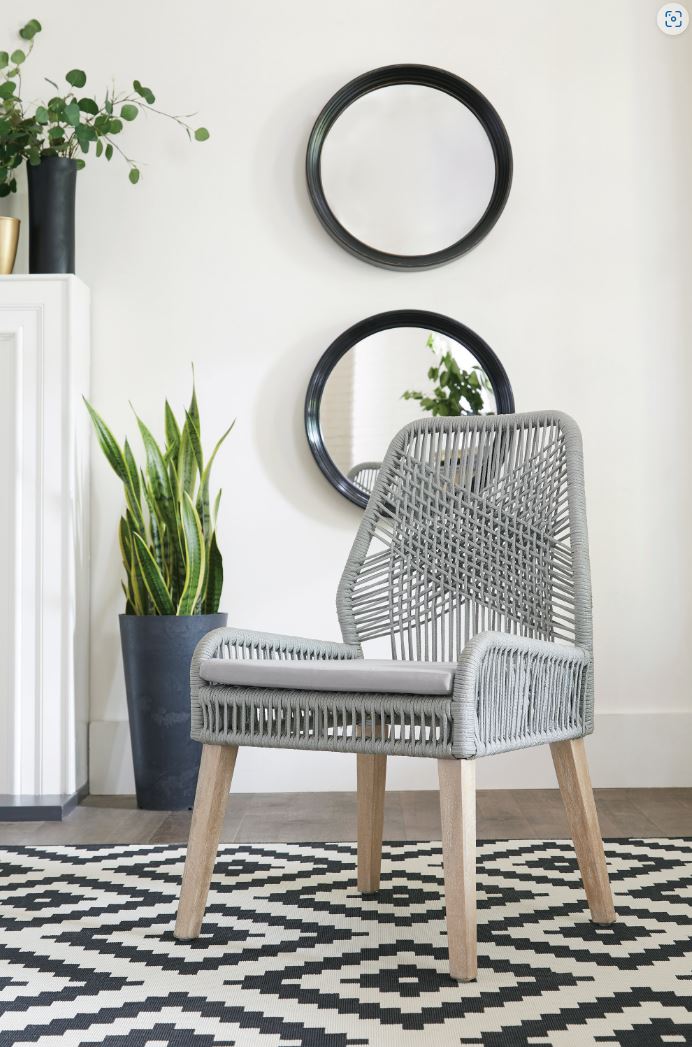Nakia Woven Back Side Chairs Grey, Woven Rope