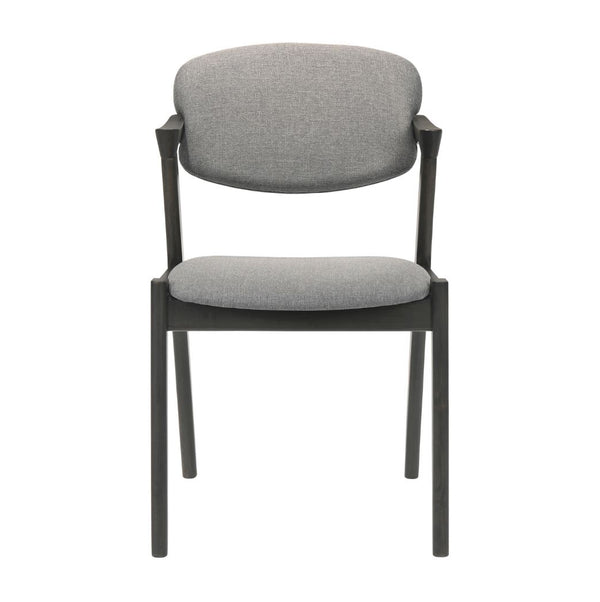 Stevie Upholstered Side Chairs (Set Of 2) With Demi Arm Brown Grey/Black
