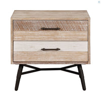 Marlow 2-Drawer Nightstand Rough Sawn Wood, Multi-tone