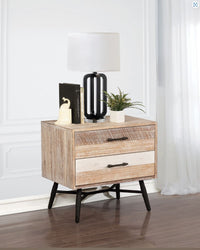 Marlow 2-Drawer Nightstand Rough Sawn Wood, Multi-tone