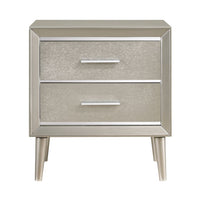 Ramon 2-Drawer Nightstand Metallic Sterling, Asian Hardwood