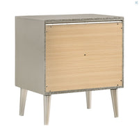 Ramon 2-Drawer Nightstand Metallic Sterling, Asian Hardwood