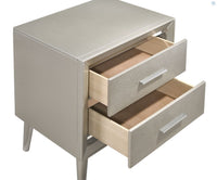 Ramon 2-Drawer Nightstand Metallic Sterling, Asian Hardwood