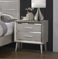 Ramon 2-Drawer Nightstand Metallic Sterling, Asian Hardwood