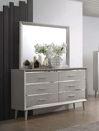 Ramon 6-Drawer Dresser Metallic Sterling, Asian Hardwood