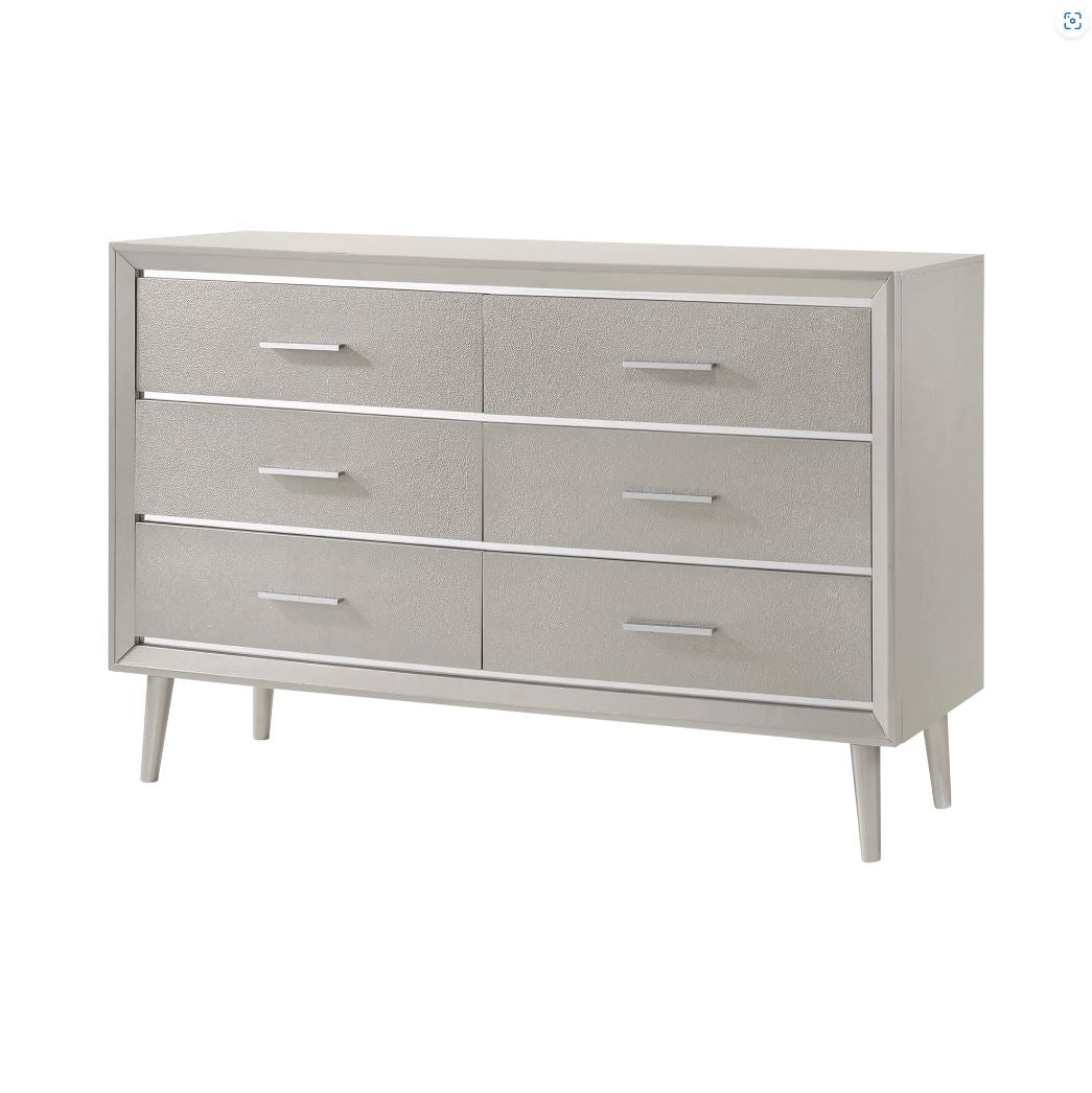 Ramon 6-Drawer Dresser Metallic Sterling, Asian Hardwood