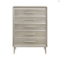 Ramon 5-Drawer Chest Metallic Sterling, Asian Hardwood