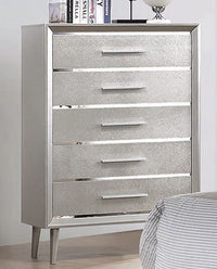 Ramon 5-Drawer Chest Metallic Sterling, Asian Hardwood