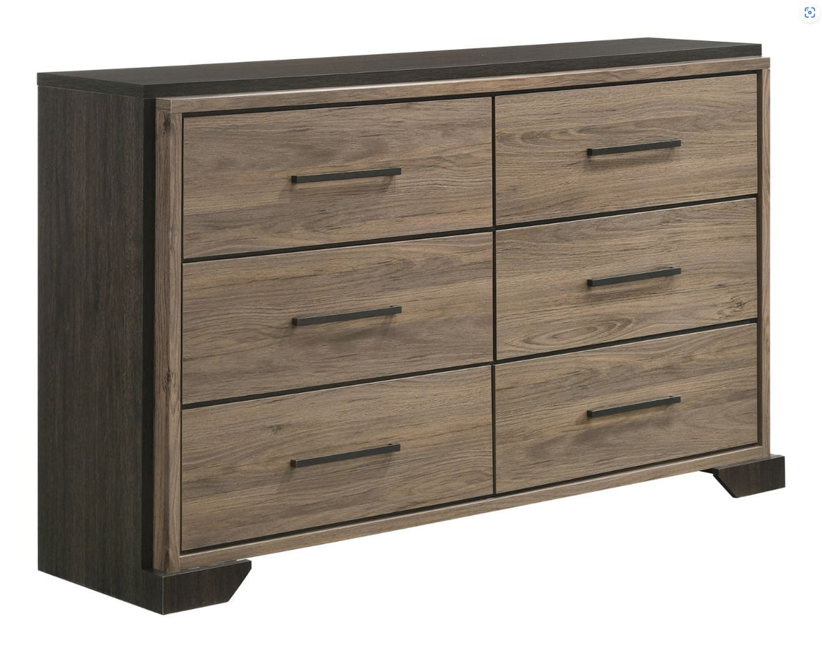 Baker 6-Drawer Dresser Brown & Light Taupe