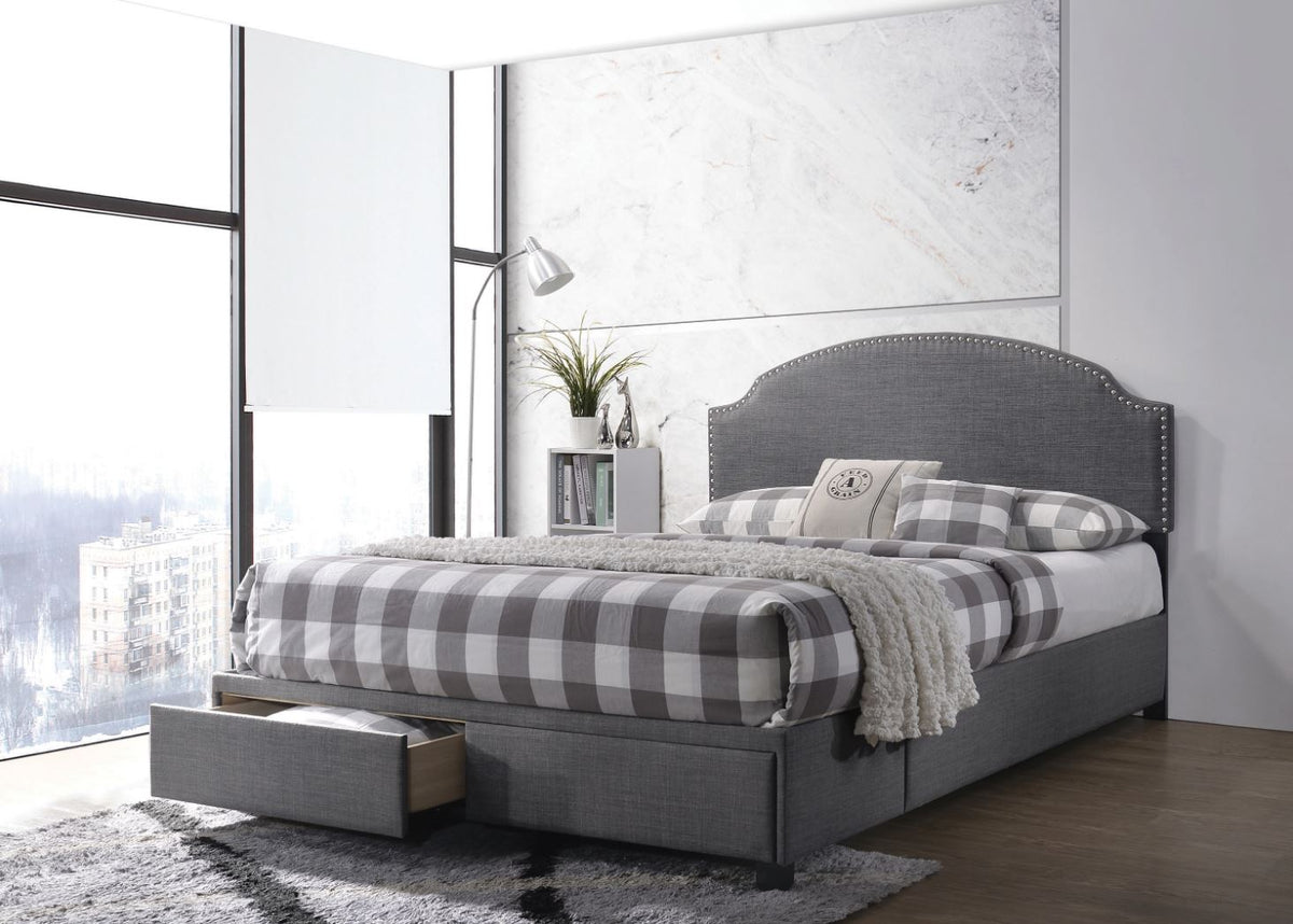 Niland Eastern King 2-Drawer Upholstered Storage Bed Charcoal