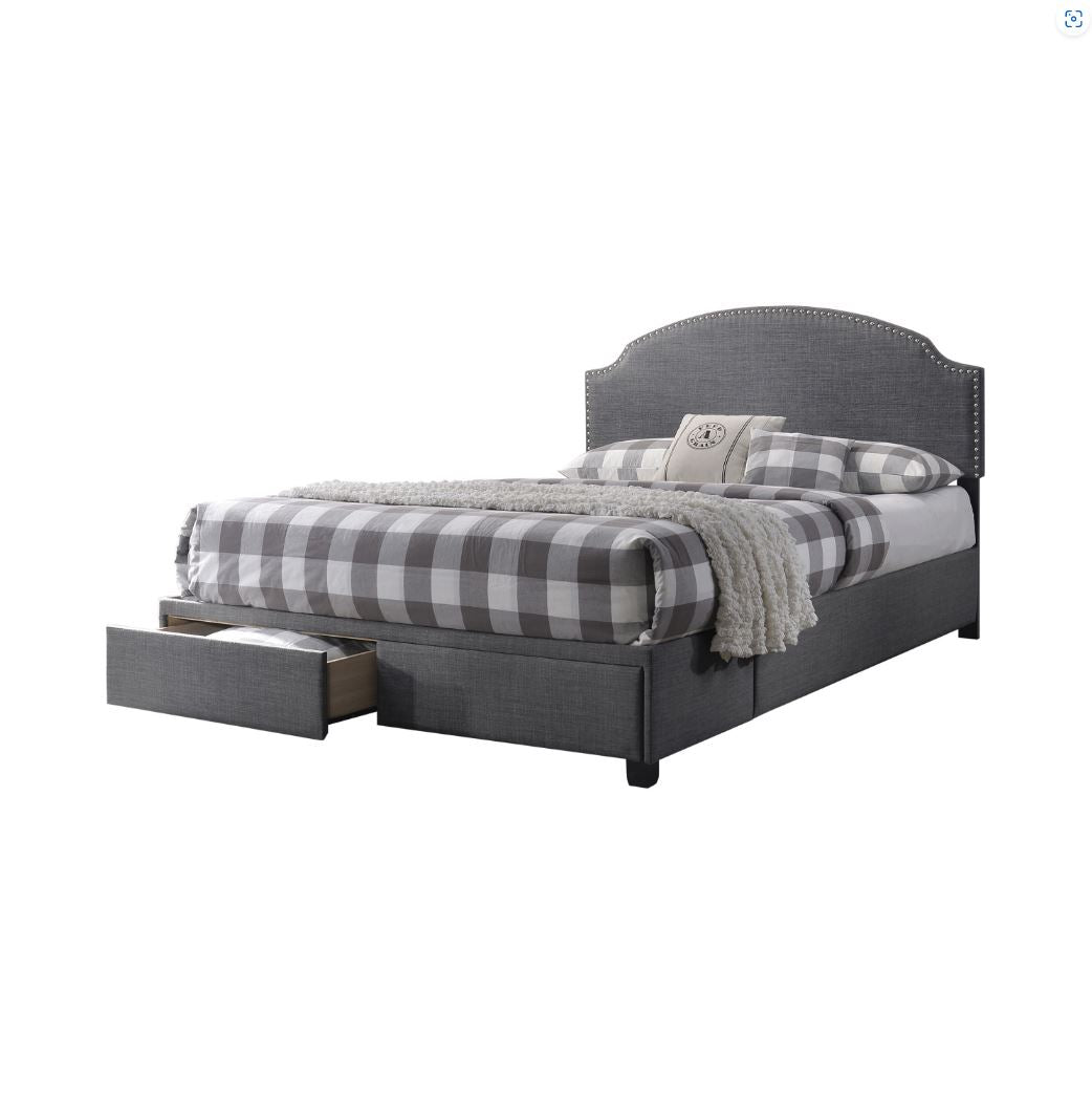 Niland Queen 2-Drawer Upholstered Storage Bed Charcoal