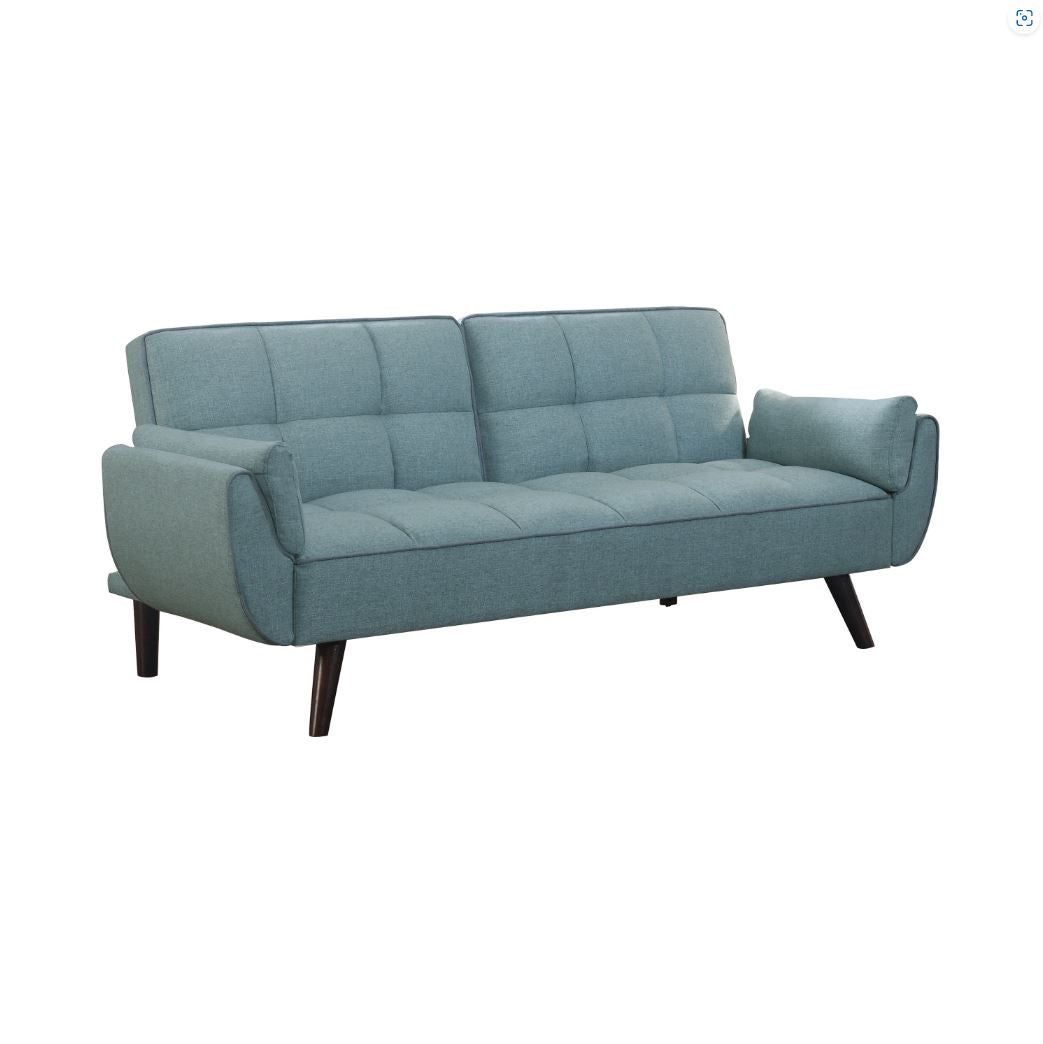 Caufield Biscuit-Tufted Sofa Bed Turquoise Blue, Hardwood Frame/Legs