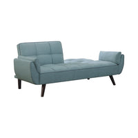 Caufield Biscuit-Tufted Sofa Bed Turquoise Blue, Hardwood Frame/Legs