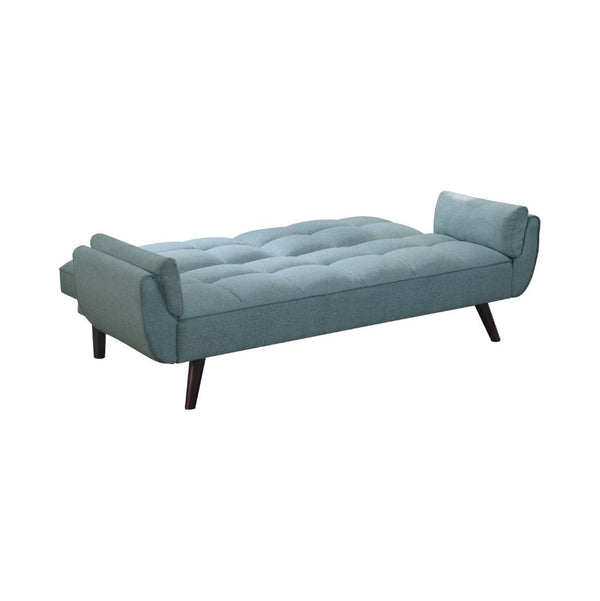 Caufield Biscuit-Tufted Sofa Bed Turquoise Blue, Hardwood Frame/Legs