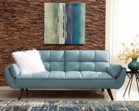 Caufield Biscuit-Tufted Sofa Bed Turquoise Blue, Hardwood Frame/Legs