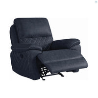 Variel Glider Recliner Blue, Faux Suede