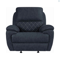 Variel Glider Recliner Blue, Faux Suede