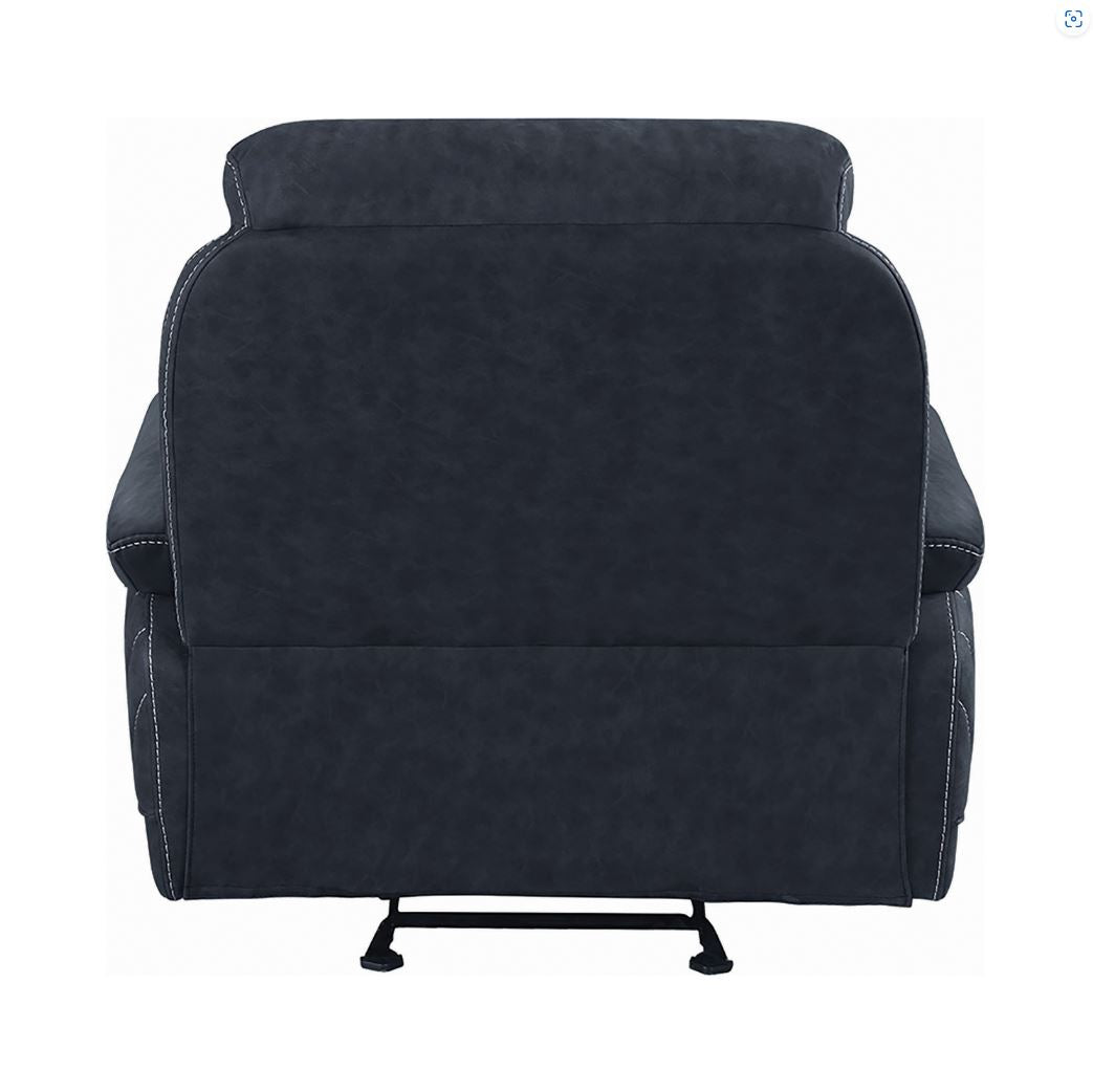 Variel Glider Recliner Blue, Faux Suede