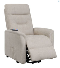 Henrietta Power Lift Recliner With Storage Pocket Beige, Microfiber