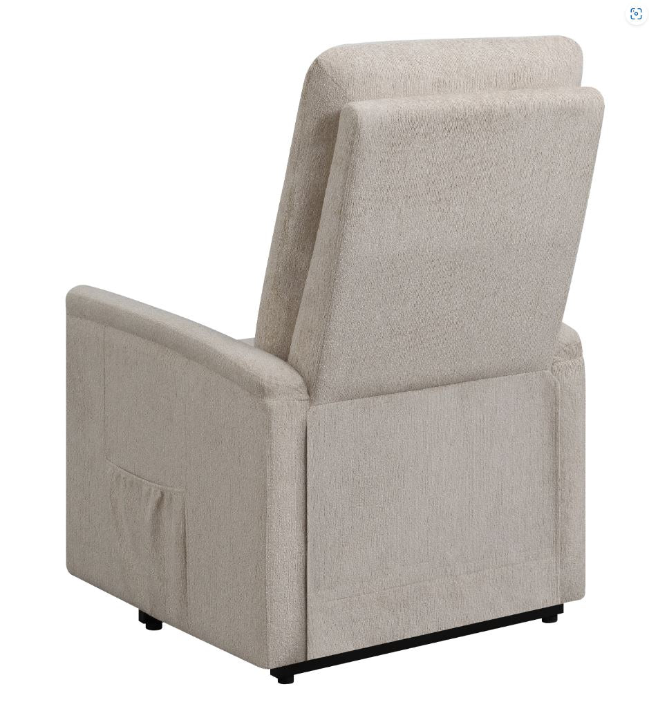 Henrietta Power Lift Recliner With Storage Pocket Beige, Microfiber