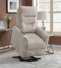 Henrietta Power Lift Recliner With Storage Pocket Beige, Microfiber