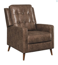 Davidson Upholstered Tufted Push Back Recliner Brown, Performance Microfiber