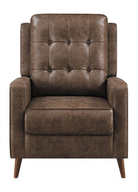 Davidson Upholstered Tufted Push Back Recliner Brown, Performance Microfiber