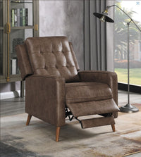 Davidson Upholstered Tufted Push Back Recliner Brown, Performance Microfiber