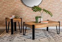Winston Wooden Rectangular Top Coffee Table Natural/Matte Black, Mango Wood