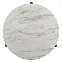 Tandi Round End Table Faux White Marble/Black