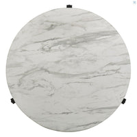 Tandi Round Coffee Table Faux White Marble/Black