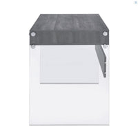 Dobrev 2-Drawer Writing Desk Weathered Grey & Clear