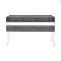 Dobrev 2-Drawer Writing Desk Weathered Grey & Clear