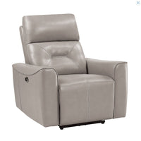 Burwell Power Reclining Chair/USB, Cobblestone/Br/Tan, Prem. Faux Leather