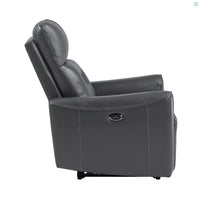 Burwell Power Reclining Chair with USB Port, Gray, Prem. Faux Leather