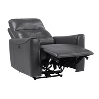 Burwell Power Reclining Chair with USB Port, Gray, Prem. Faux Leather