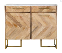 Keaton 2-Door Accent Cabinet With Marble Top Natural & Antique Gold