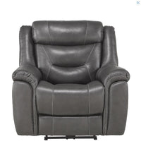 Kennett Power Reclining Chair-Power Headrest & USB Port, Lt. Brown/Gray, Leather Match