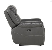 Kennett Power Reclining Chair-Power Headrest & USB Port, Lt. Brown/Gray, Leather Match