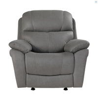 Longvale Glider Reclining Chair, Gray, Polished Microfiber